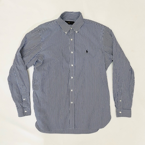 Ralph Lauren Mens Long Sleeve Button Down blue and white pinstripe size 16.5/42 - Picture 1 of 6